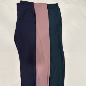 Gymshark Whitney Leggings Set of 3 in Soft Purple, Navy Blue, & Pine Green